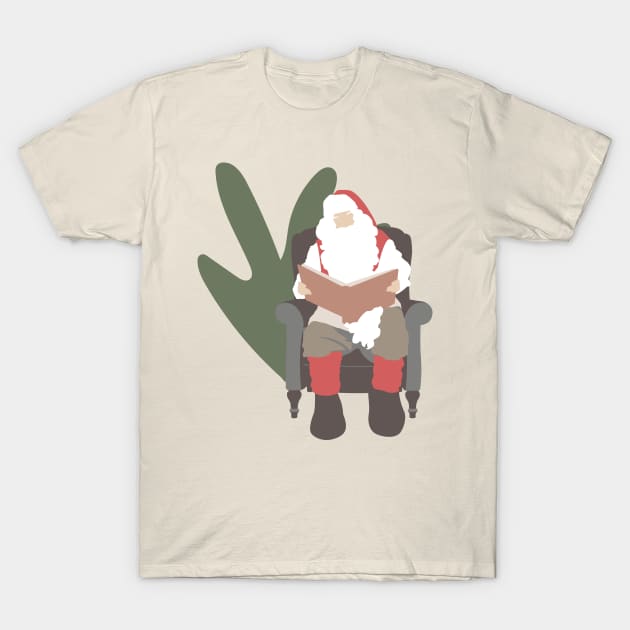 Sitting Santa Reading T-Shirt by JunkyDotCom